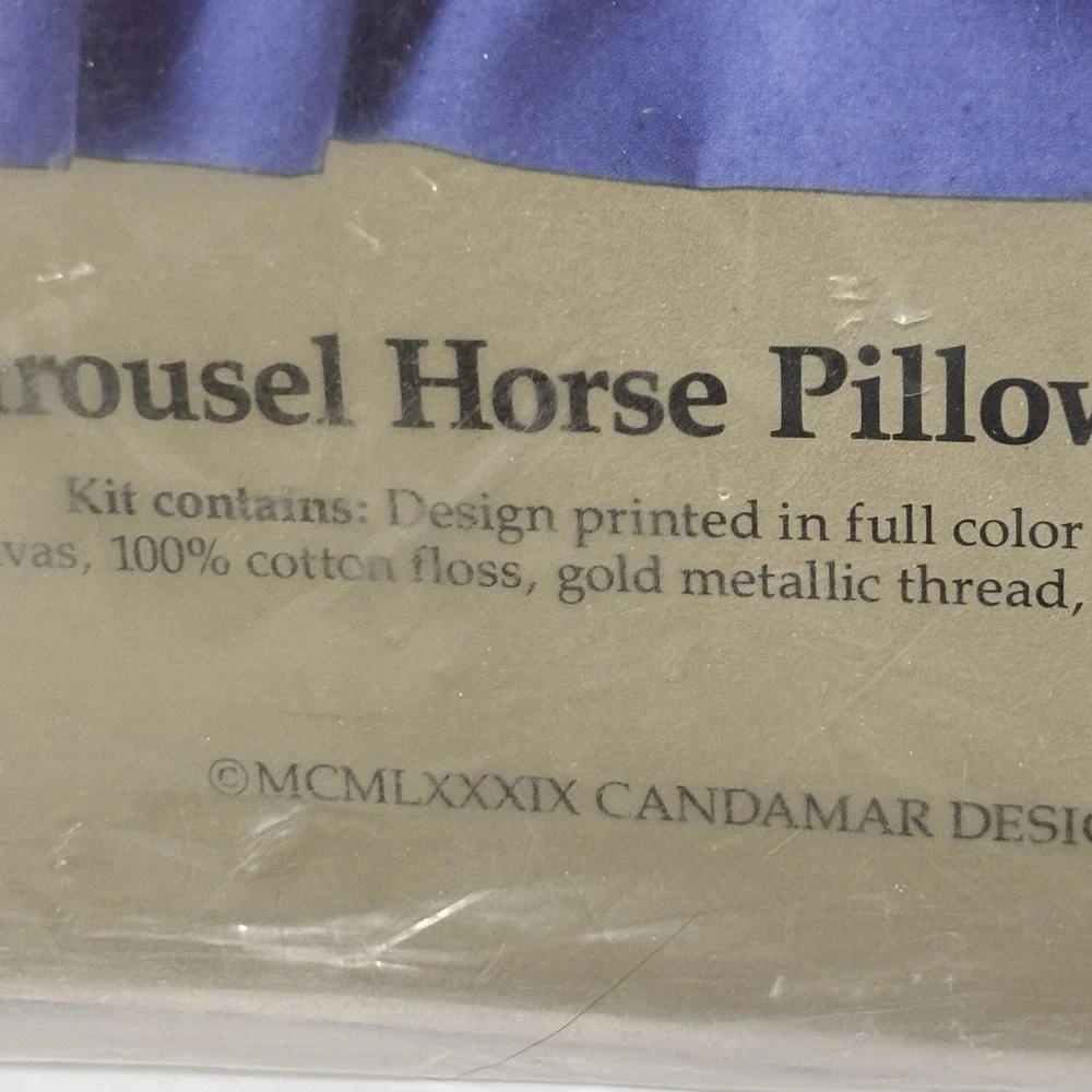 Vintage Candamar Needlepoint Kit #30608 CAROUSEL HORSE PILLOW Something Special